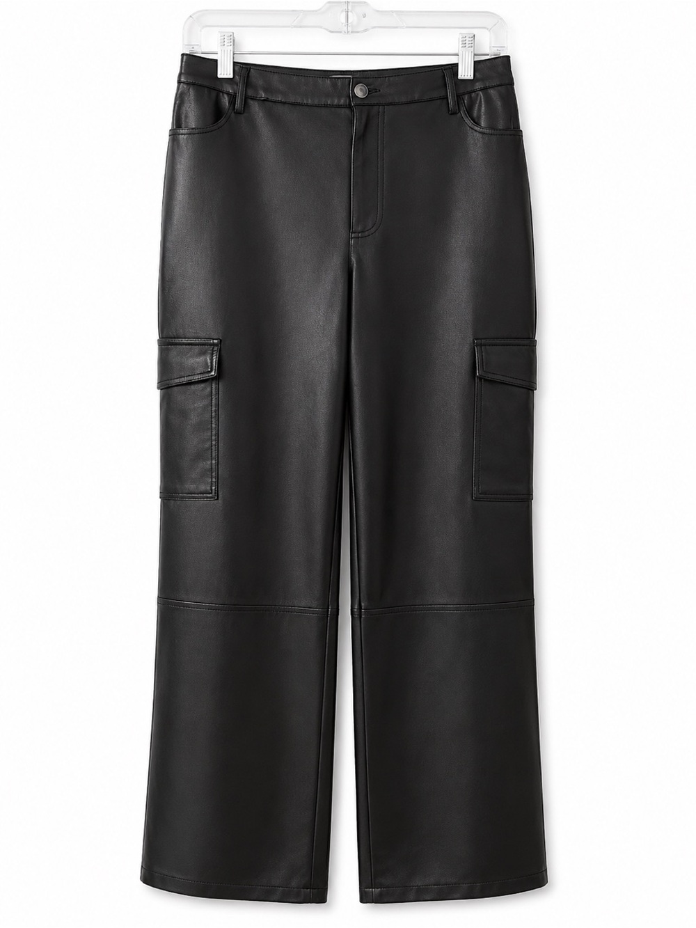 Bagatelle Collection NY Black Faux Leather Cargo Pants